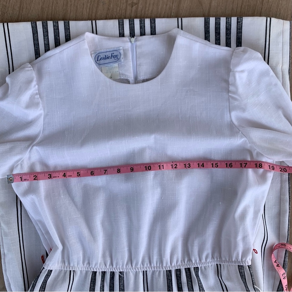 Sold. 💙 Vintage Dress 1970s striped With red and white Bow patterned sash - Picture 8 of 16